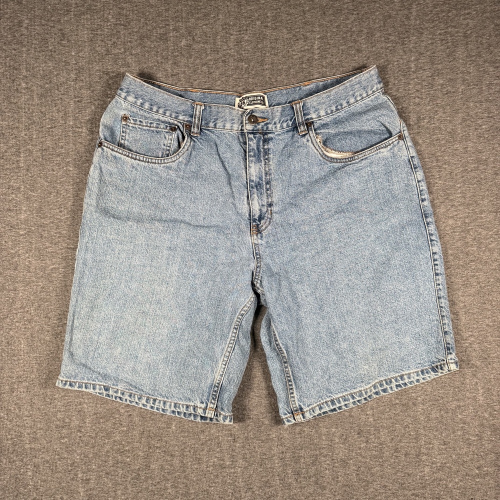 Vintage Route 66 Denim Shorts Mens Light Wash Blue Jean Jorts 5 Pocket Y2K Skate